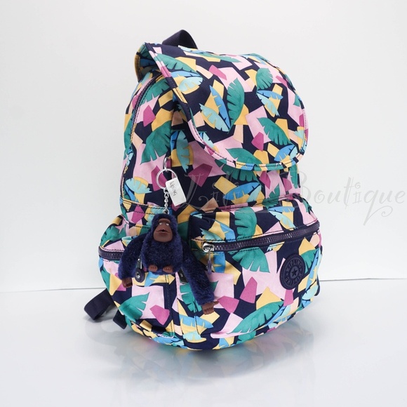 NWT Kipling BP4391 Ezra Travel Bag Backpack Polyester Radiant Palms Multi $129